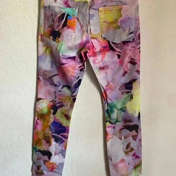 Ted Baker Electric Daydream Floral Multicolor Y2K Retro Skinny Stretch Jeans 25 - Picture 9 of 12